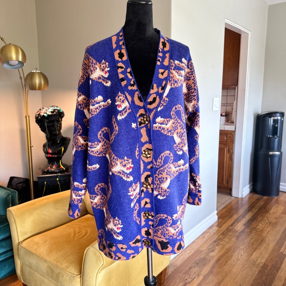 Leopard Print Blue Cardigan - FARM RIO